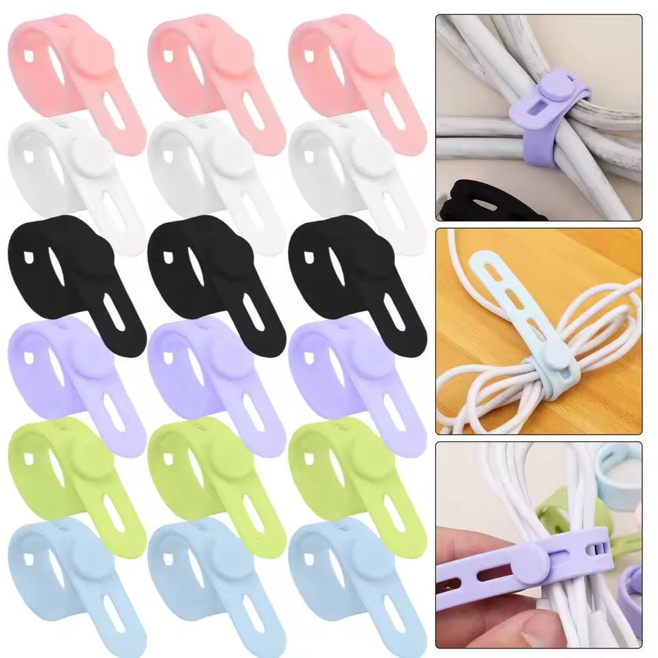 Desk Organizer - Desk Cable Organizer Reusable Silicone Cable