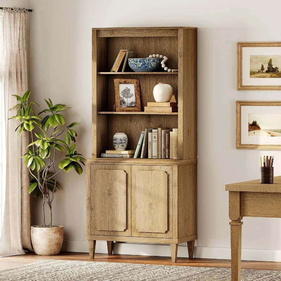 72.8 Tall Bookshelf with Doors - Bookshelf review and price